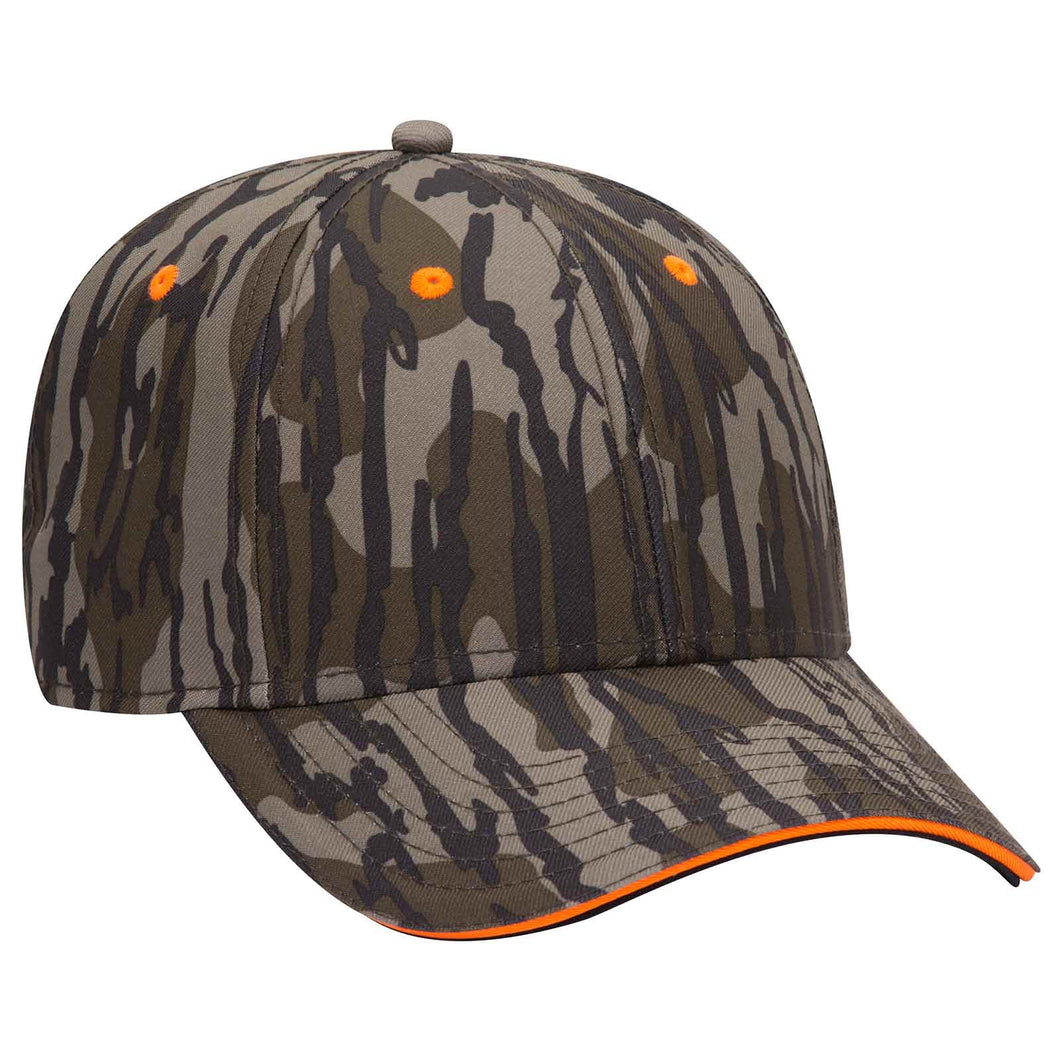 OTTO CAP Mossy Oak Camouflage Superior Polyester Twill Sandwich Visor 6 Panel Low Profile Baseball Cap