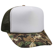 Load image into Gallery viewer, OTTO CAP Camouflage 5 Panel High Crown Mesh Back Trucker Hat
