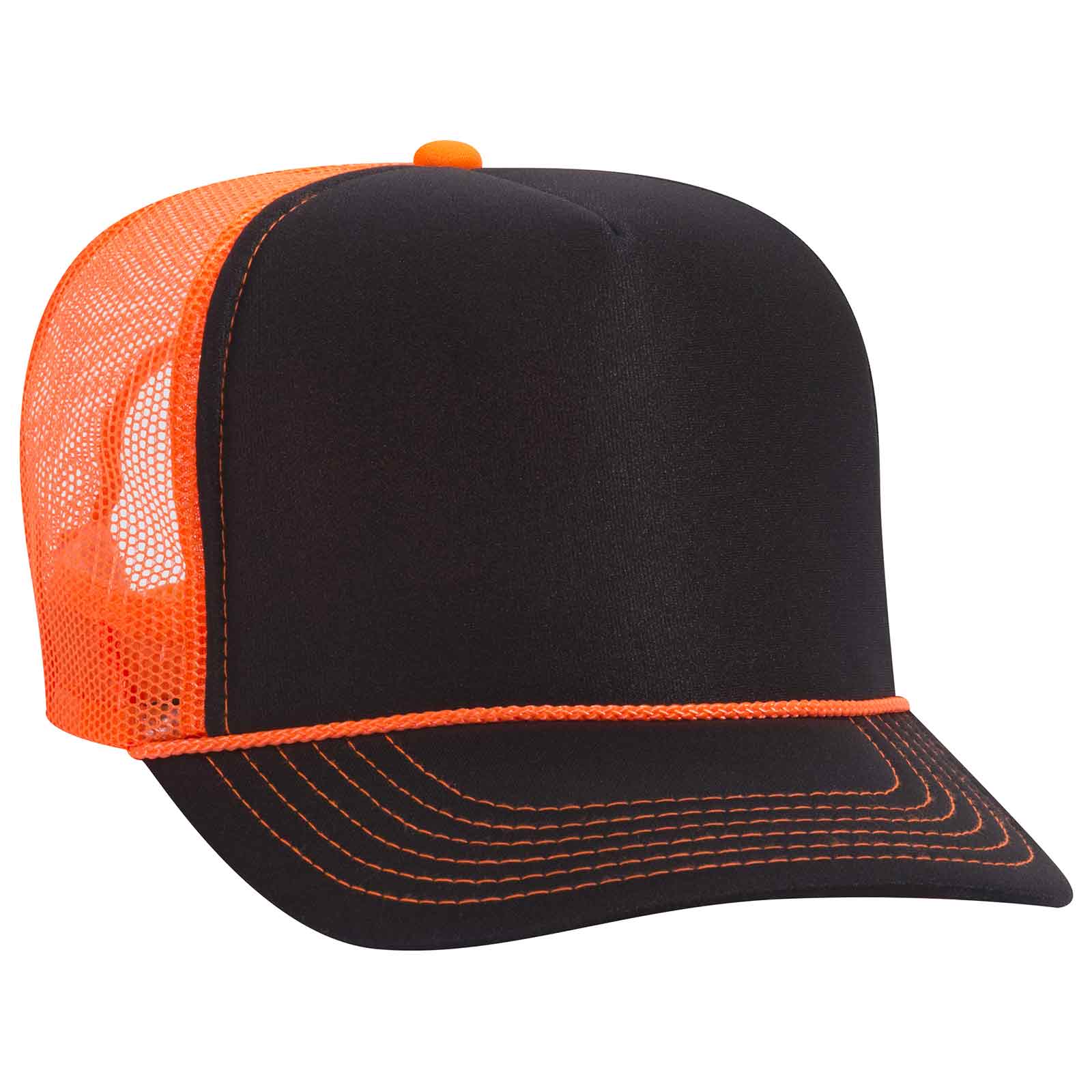 OTTO CAP Neon 5 Panel High Crown Mesh Back Trucker Hat 