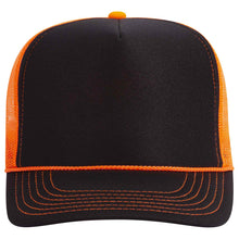 Load image into Gallery viewer, OTTO CAP Neon 5 Panel High Crown Mesh Back Trucker Hat
