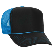 Load image into Gallery viewer, OTTO CAP Neon 5 Panel High Crown Mesh Back Trucker Hat
