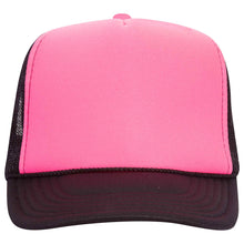 Load image into Gallery viewer, OTTO CAP Neon 5 Panel High Crown Mesh Back Trucker Hat
