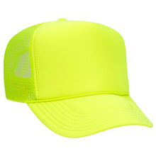 Load image into Gallery viewer, OTTO CAP Neon 5 Panel High Crown Mesh Back Trucker Hat
