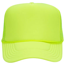 Load image into Gallery viewer, OTTO CAP Neon 5 Panel High Crown Mesh Back Trucker Hat
