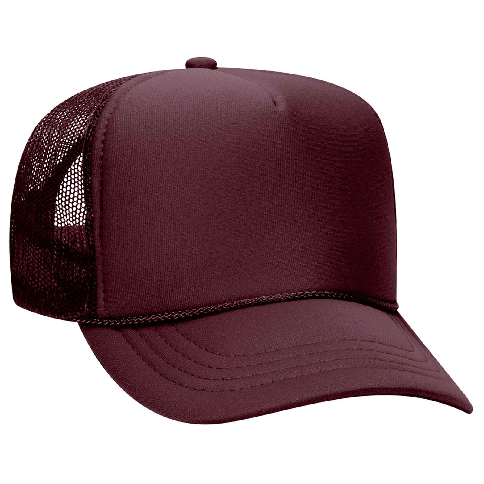 Otto Cap Youth 5 Panel High Crown Mesh Back Trucker Hat Polyester