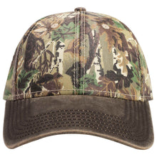 Load image into Gallery viewer, OTTO CAP Camouflage Garment Washed Cotton Blend Twill w/ Heavy Washed PU Coated Visor 6 Panel Low Profile Baseball Cap
